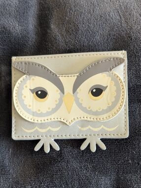 kate spade Owl Card Wallet in Cream, Gray & Yellow